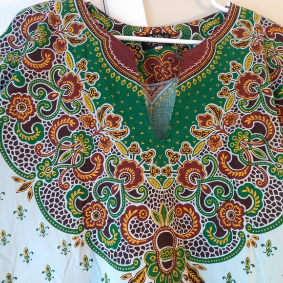 Vintage Jamaican Dashiki Tunic Shirt Size Large Pockets Hippie Boho Blue - Picture 8 of 13